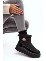 Wsuwane Śniegowce Damskie Na Platformie Czarne Gattea