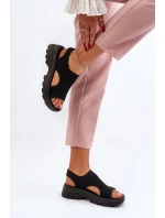 Sportowe Sandały Damskie Na Grubej Podeszwie Czarne Deinaleia