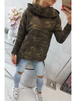 Mikina moro s dlhým chrbtom khaki+zelená