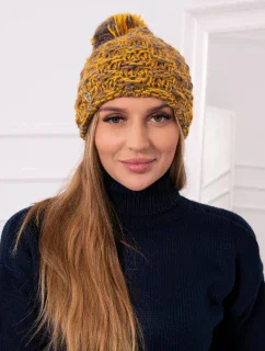 Fleecová čiapka Fiona K275 horčica + cappuccino