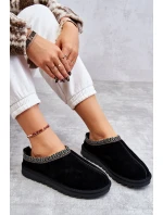 Zamszowe Damskie Papcie Z Futerkiem Czarne Buffie