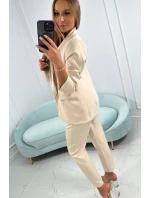 Elegantná súprava saka a nohavíc v tmavobéžovej farbe Elegantná súprava saka a nohavíc v tmavobéžovej farbe