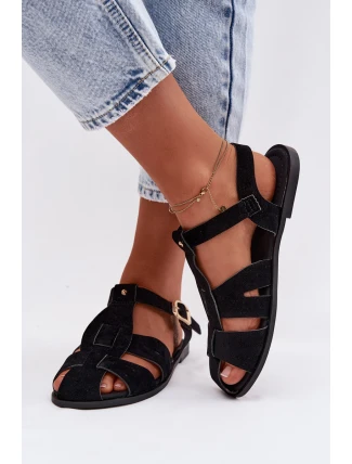 Dámské sandály Rímské ploché černé Belanessa