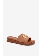 Dámské pantofle s zlatým detailem Camel Elmera