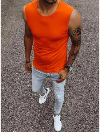 Oranžové jednofarebné pánske tielko RX4919 - Dstreet