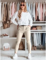 Dámske nohavice chinos s opaskom MODELA cappuccino FashionStreet UY2566
