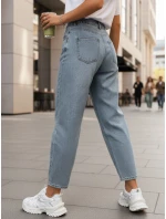 Dámske baggy džínsy s vysokým pásom modré FashionStreet UY2856 Dámske baggy džínsy s vysokým pásom modré FashionStreet UY2856
