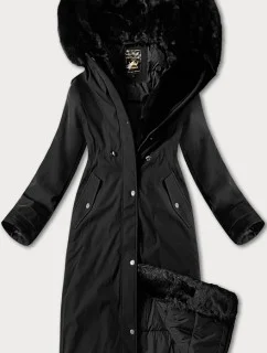 Dlhá hrubá zimná bunda s kapucňou Libland Black (7614)