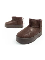 Lee Cooper snehové topánky ženy zimné módne kožušiny zateplené topánky tmavohnedé ženy