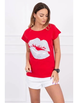 Blúzka s potlačou pier červená Blúzka s potlačou pier červená