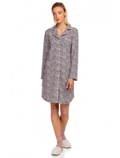 Dámska nočná košeľa 15446 - 271 sivá / ružová so vzorom - Vamp