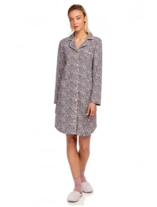 Dámska nočná košeľa 15446 - 271 sivá / ružová so vzorom - Vamp