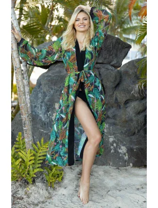 Dámska tunika Pareo 14 D81SZ-35 čierna s listami - Self Dámska tunika Pareo 14 D81SZ-35 čierna s listami - Self