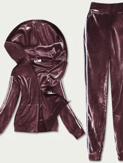 Hnedý dámsky velúrový dres s lampasmi (81223)