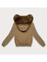 Krátka bunda S'West s kožušinovou podšívkou Dark Beige (B8506-22) Krátka bunda S'West s kožušinovou podšívkou Dark Beige (B8506-22)