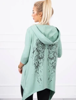 Tmavá mätová mikina s potlačou krídel