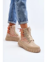 Wysokie Trampki Damskie Na Masywnej Platformie Beżowe Kernia