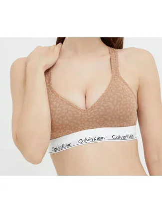 Dámska športová podprsenka QF1654E 796 hnedá/vzor - Calvin Klein