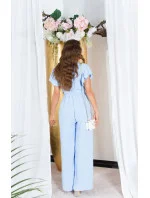 Dámsky overal so širokými nohavicami a opaskom na zaväzovanie 0000OV07814 White - Koucla Dámsky overal so širokými nohavicami a opaskom na zaväzovanie 0000OV07814 White - Koucla