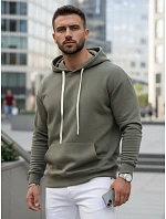 Pánska mikina s kapucňou a klokankou khaki FashionStreet BX5954