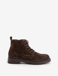 Semišové zateplené členkové topánky na zips Big Star OO174229 Brown