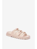 Klapki Damskie Z Paskami Jasnobeżowe Pasiriela