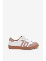 Skórzane Sneakersy Damskie Vinceza 79557 Biało-Beżowe