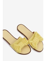 Dámské pantofle na nízkém podpatku s mašlí Žluté Amivelle