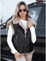 Dámska kožená vesta s ovčou kožou čierna FashionStreet TY5251