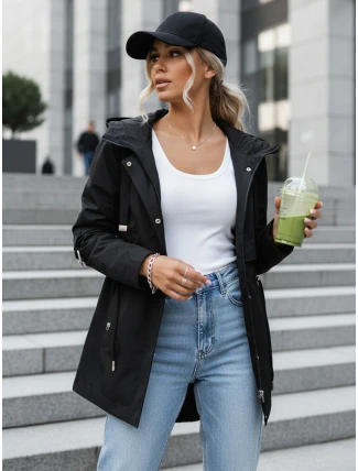 Dámska prechodná bunda s kapucňou čierna FashionStreet TY5626