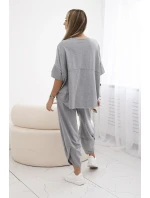 Bavlnená blúzka + nohavice tmavosivá