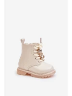 Ocieplane Botki Dziecięce Z Misiem Na Zamek Beżowe Enchanta