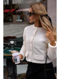 M807 Orezaná bunda s medvedíkom - ecru