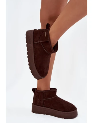 Dámske snežnice s nízkou platformou Big Star - čokoládové