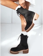 Dámske šnurovacie čižmy čierne FashionStreet ZY1239