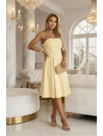 641-3 VIVIENNE korzetové midi šaty s opaskom - pastelovo žlté