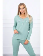 Súprava s gombíkovým výstrihom tmavo mätová