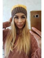 Bibiana fleecová čiapka K264 mocca+yellow
