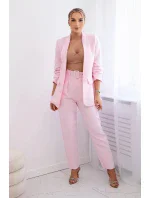 Elegantný set saka a nohavíc candy pink