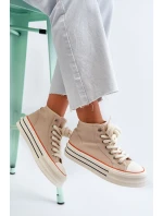 Trampki Damskie Na Platformie Beżowe Aineri Trampki Damskie Na Platformie Beżowe Aineri