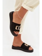 Dámské pantofle se zlatým detailem Černé Elmera