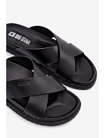 Big Star Pánske kožené papuče TT174217 Black