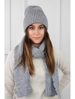 Súprava čiapky a šálu K.23.230.06 sivá - Kamea
