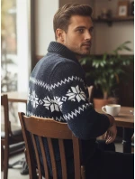 Pánsky tmavomodrý sveter FashionStreet WX2272