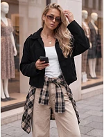 Dámska krátka čierna manšestrová bunda FashionStreet TY6021 Dámska krátka čierna manšestrová bunda FashionStreet TY6021