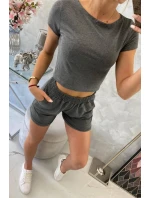 Bavlnená súprava s kraťasmi grafitová