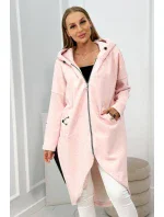 Zateplená dlhá mikina prášková ružová melanž