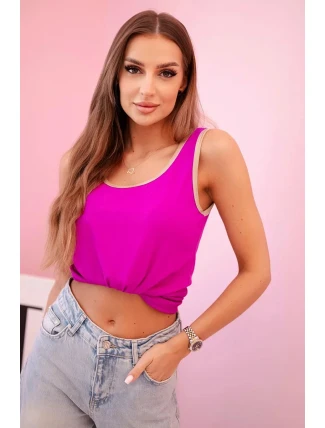 Dámska blúzka na ramienka s ozdobným lemovaním tmavo fialová