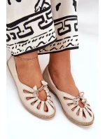 Płaskie Baleriny Z Naturalnej Skóry Zazoo 10179 Beżowe