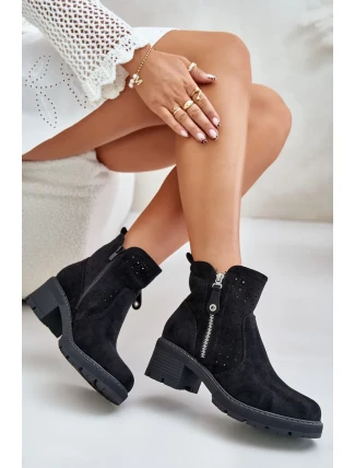 Dámske členkové čižmy so vzorom Azura Heel Black Oviria